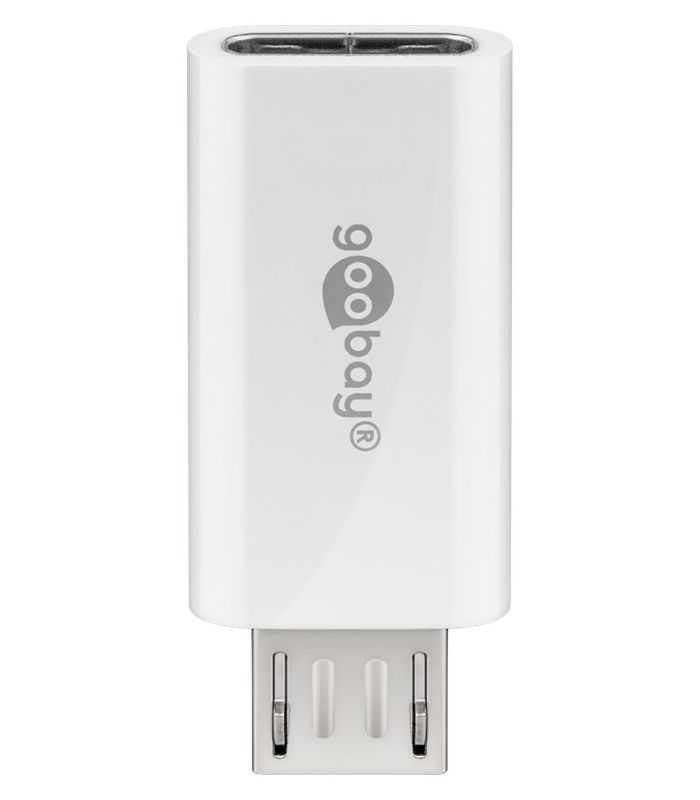 Adaptor Micro USB tata - USB TYPE C mama OTG Hi-Speed pentru conectarea cablurilor de incarcare/date alb 55550 Goobay
