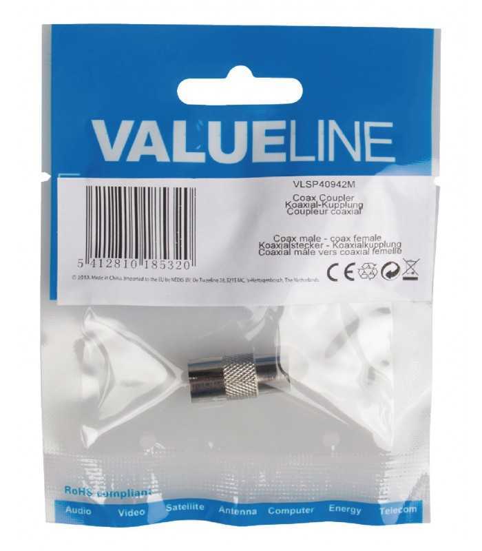 adaptor prelungire coaxial tata coaxial mama conector metalic valueline 4