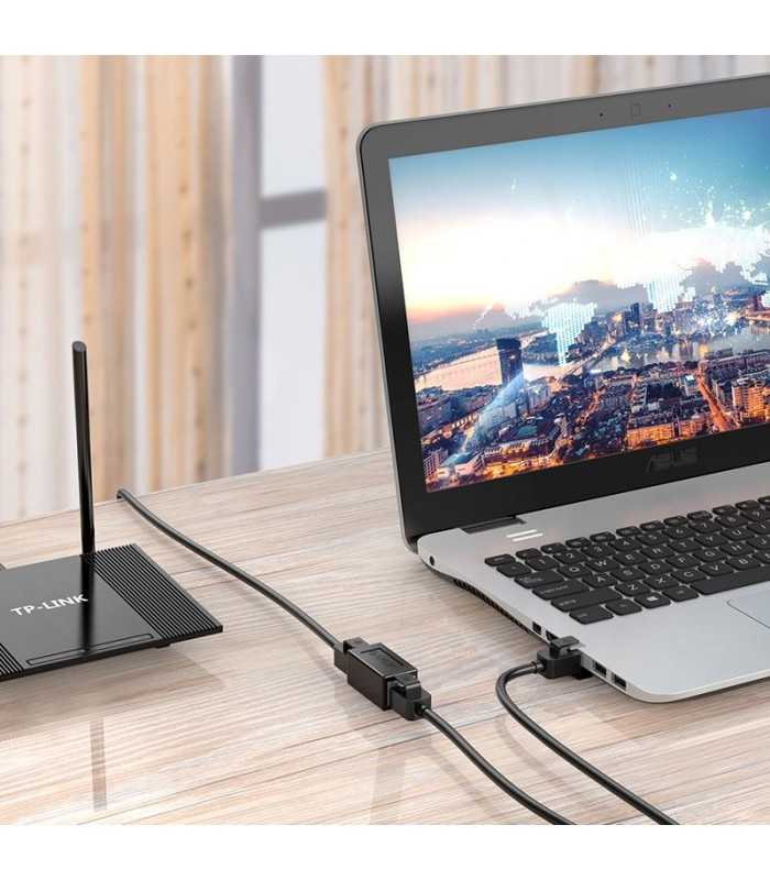 adaptor prelungitor cablu de retea cat6 utp 1000mbs rj45 mama mama orico pug mtm negru 4