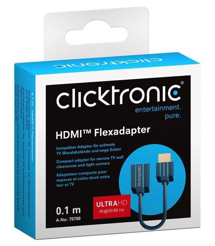 adaptor prelungitor hdmi mama tata 10cm ofc cupru 3d ultra hd 4k 60hz clicktronic 1