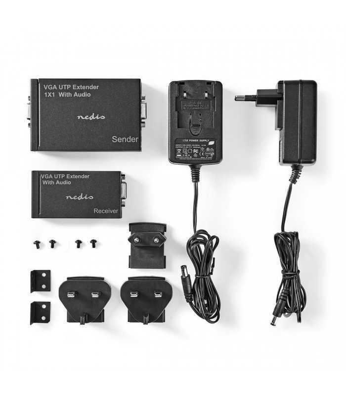 adaptor prelungitor vga full hd audio prin cablu utp nedis 2