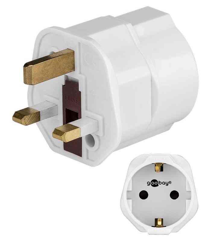 adaptor priza eu schuko priza uk cu pamantare pentru calatorii goobay 1