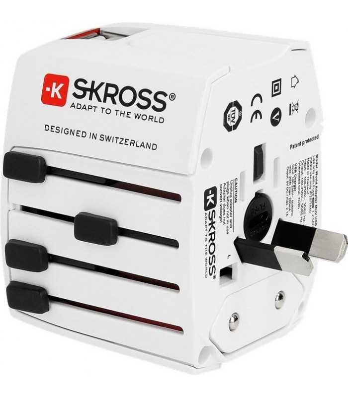 adaptor priza skross universal cu 2 porturi usb 3