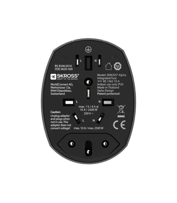 Adaptor Priza Universal Skross Alpha 11041 Australia China Marea Britanie Sua Japonia Elvetia Italia Brazilia