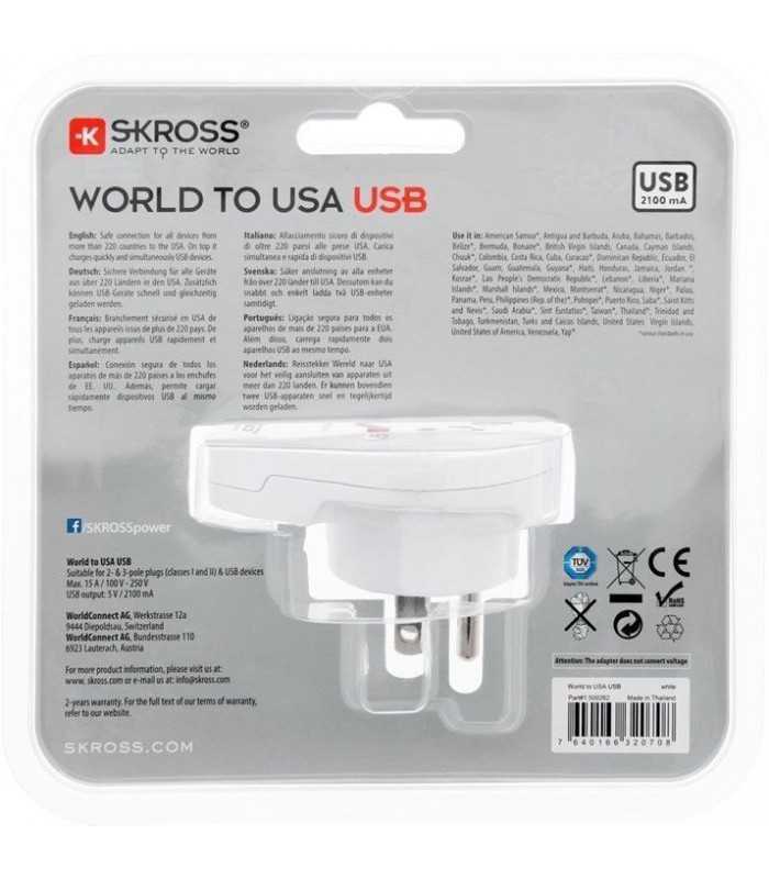 adaptor priza universal world usa cu usb skross 1500262 4