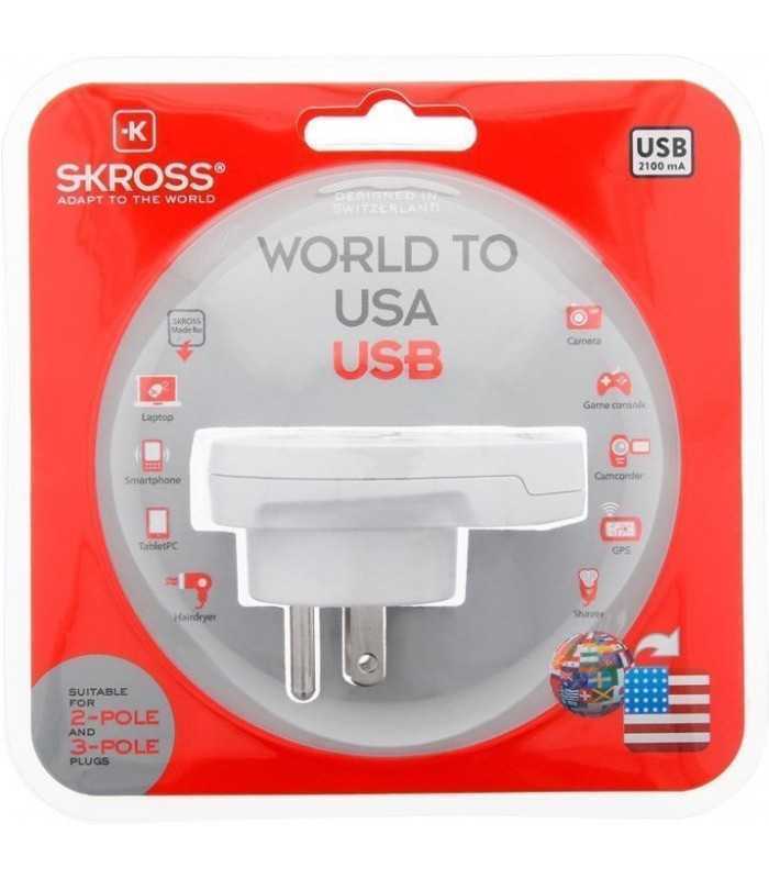 adaptor priza universal world usa cu usb skross 1500262 5