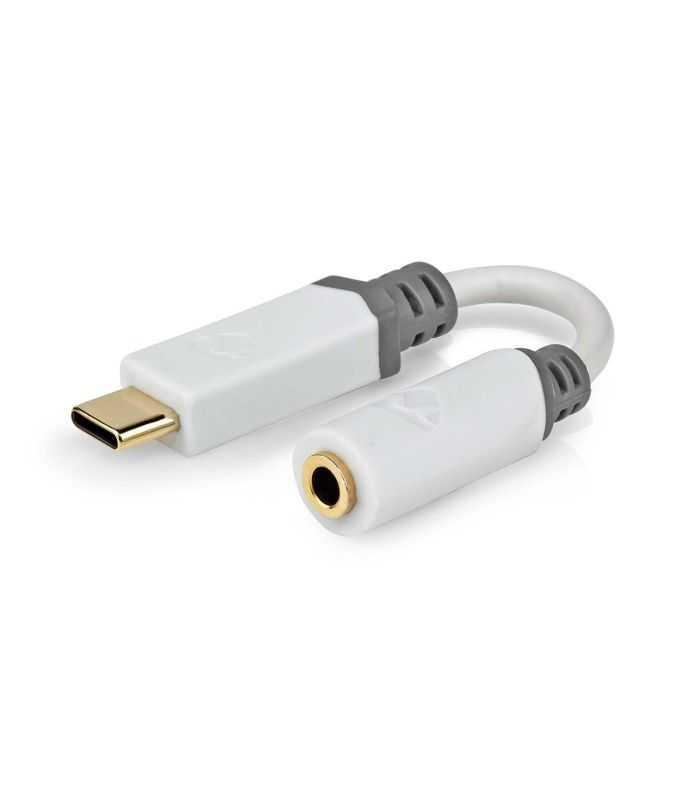 Adaptor PROFESIONAL Digital USB type C tata - Jack 3.5 mm mama Nedis 0.1m alb contacte aurite CCBW65950WT01