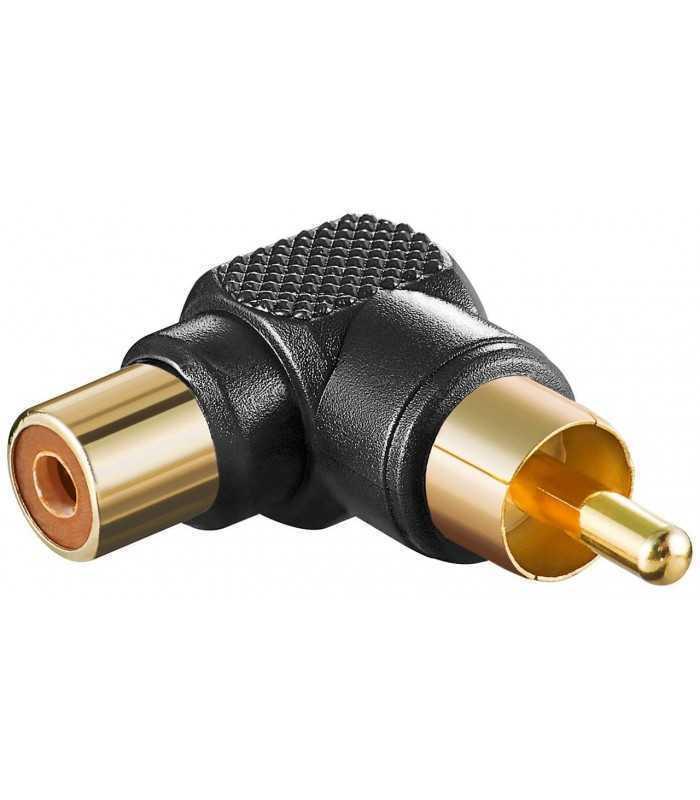 Adaptor RCA mama - RCA tata 90 negru contacte aurite Goobay
