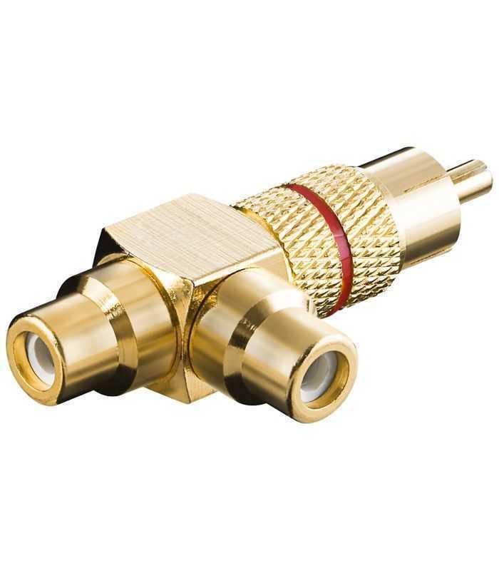 Adaptor RCA Y tata la 2x mama inel rosu versiune aurita Goobay