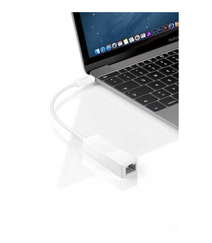 adaptor retea gigabit 10 100 1000mbs rj45 mama usb c tata 02m alb goobay 1