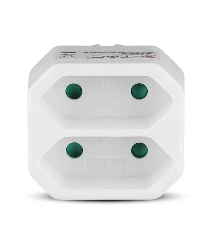 Adaptor Schuko 2x Euro Max 5a 1100w Alb 44x39x61mm V Tac