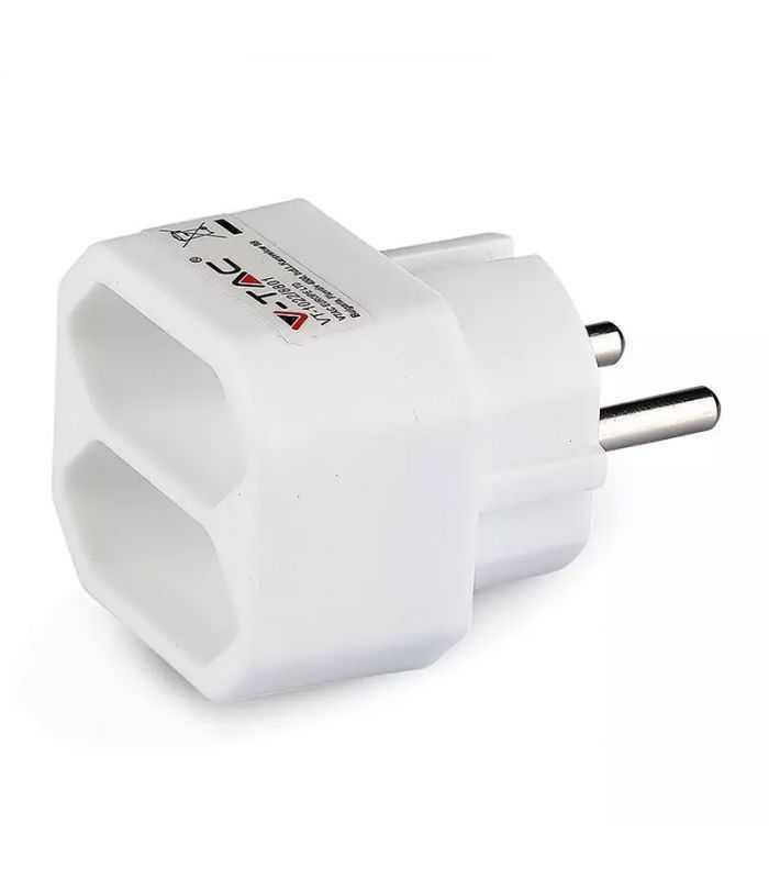 Adaptor Schuko - 2x Euro max 5A 1100W alb 44x39x61mm V-tac