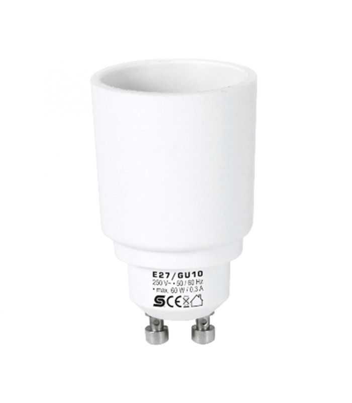 Adaptor soclu E14 mama la mufa GU10 tata 60W 0.3A alb HOME