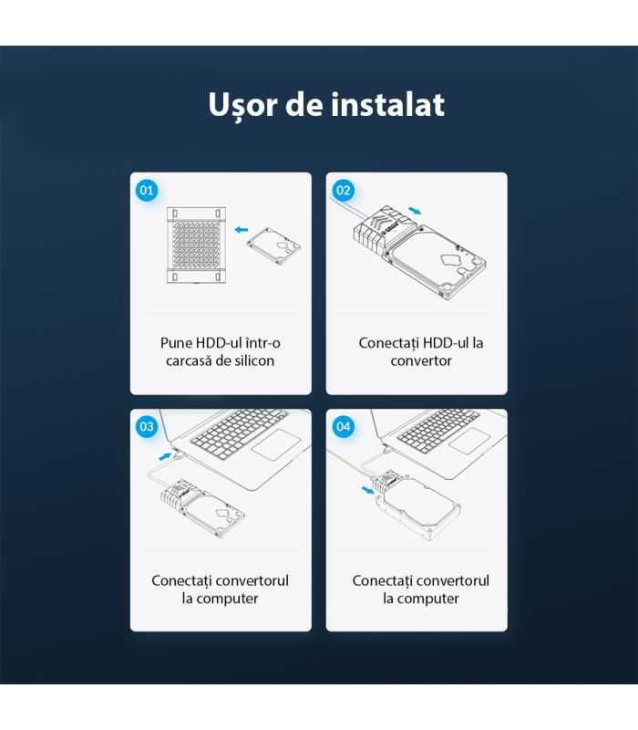Adaptor Ssd Hdd Usb20 25 Orico Uts1 2a 05 Bk Negru