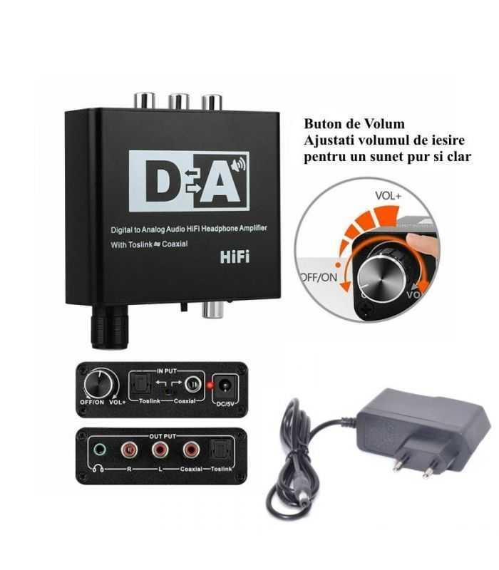 adaptor toslink rca 2x rca jack 35 mm si amplificare semnal 1