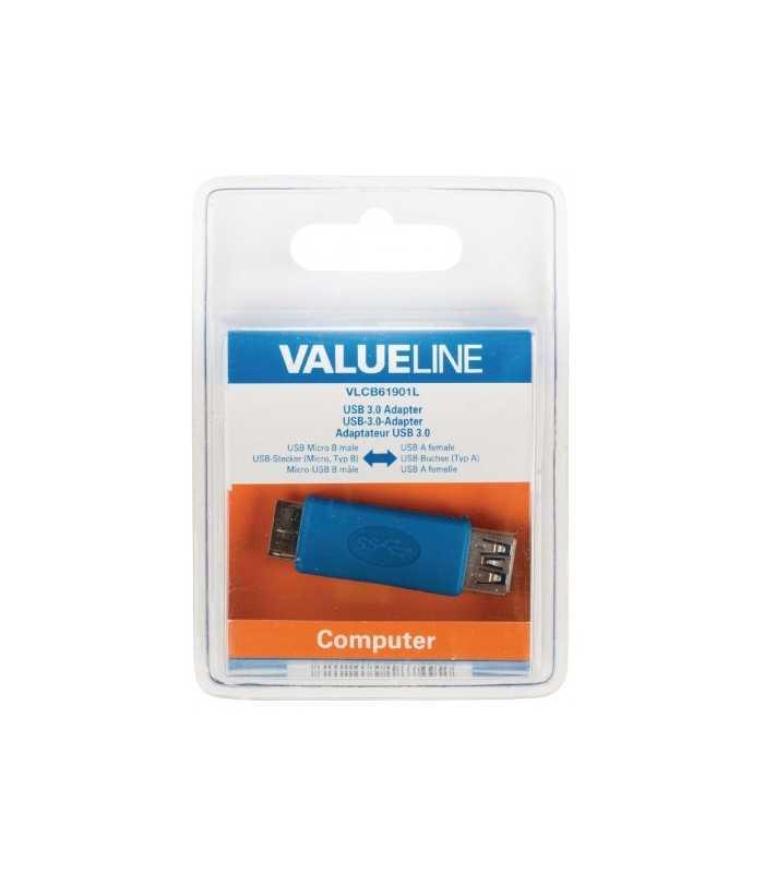 adaptor usb 30 micro usb b tata 30 usb a mama 30 albastru valueline 5
