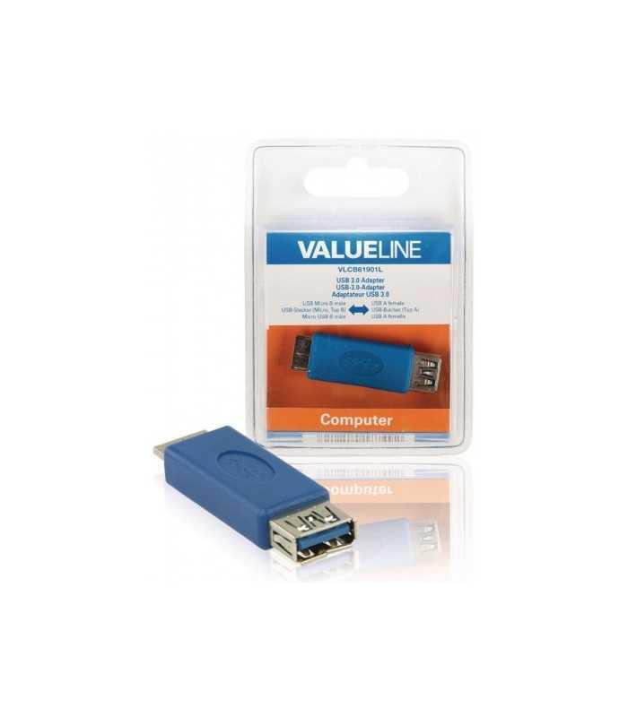 Adaptor USB 3.0 Micro USB B tata 3.0 - USB A mama 3.0 albastru VALUELINE