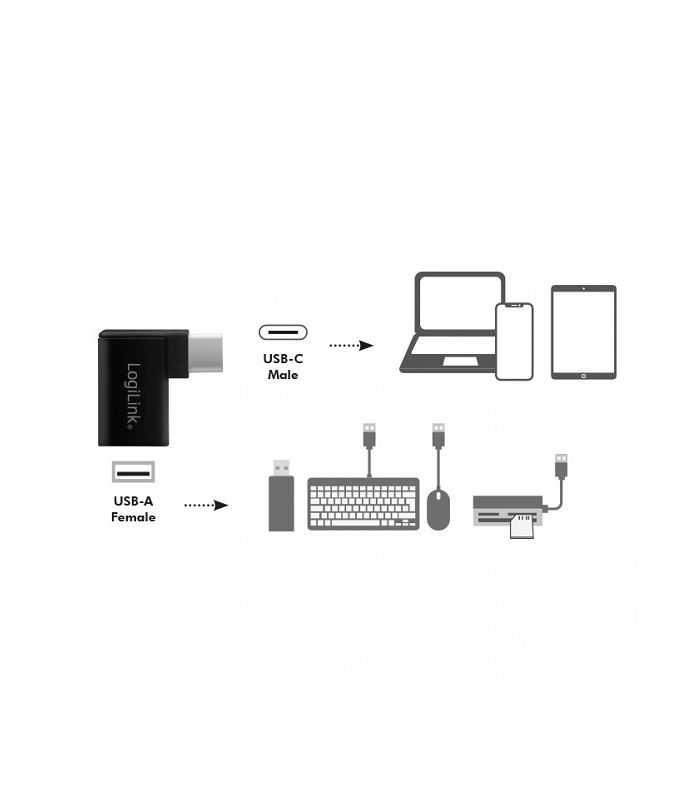 Adaptor Usb 32 A Mama Usb Type C Tata In Unghi 90 Grade Logilink Au0055