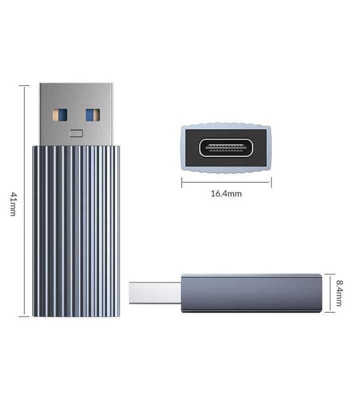 Adaptor Usb A Tata Usb Type C Mama Gri Aluminiu Orico Ah Ac10 Gy 41x17x84 Mm