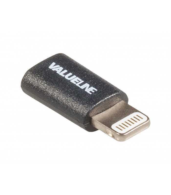 adaptor usb lightning tata micro usb mama negru valueline 3