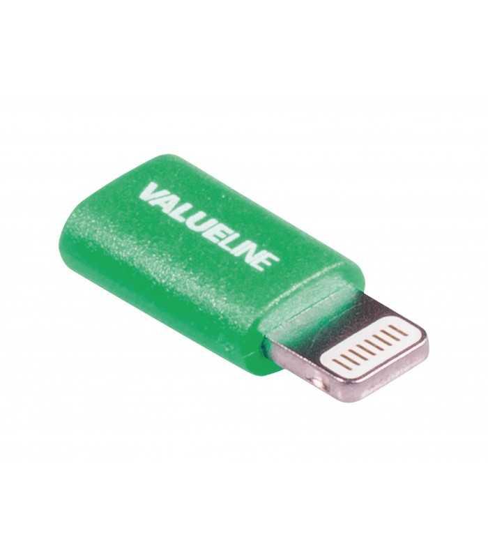 adaptor usb lightning tata micro usb mama verde valueline 1