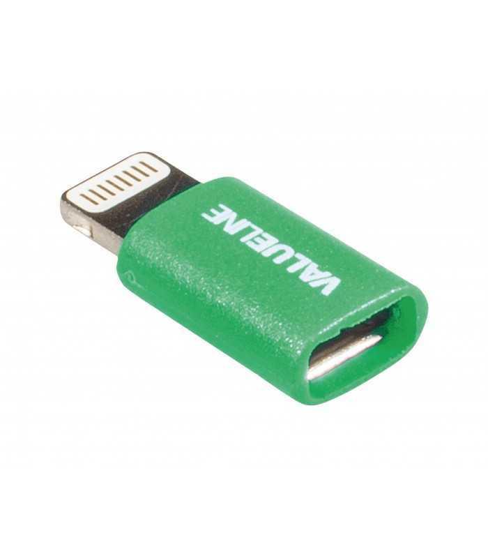 Adaptor USB Lightning tata - micro USB mama verde Valueline