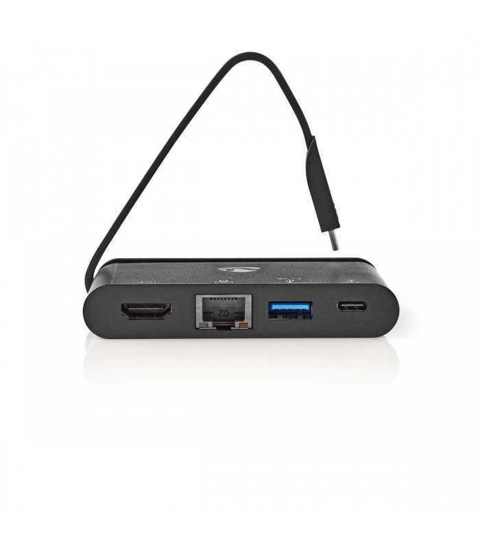 adaptor usb type c hdmi usb30 gigabit ethernet usb type c pd 100w negru nedis 1