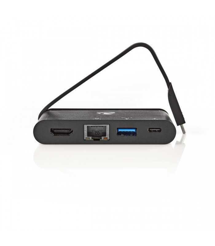 adaptor usb type c hdmi usb30 gigabit ethernet usb type c pd 100w negru nedis 2