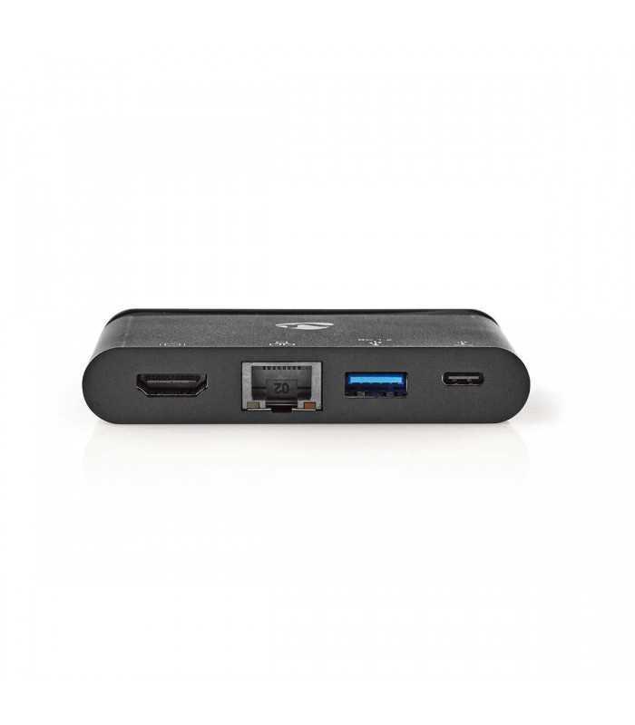 Adaptor USB Type C - HDMI USB3.0 Gigabit Ethernet USB Type C PD 100W negru Nedis