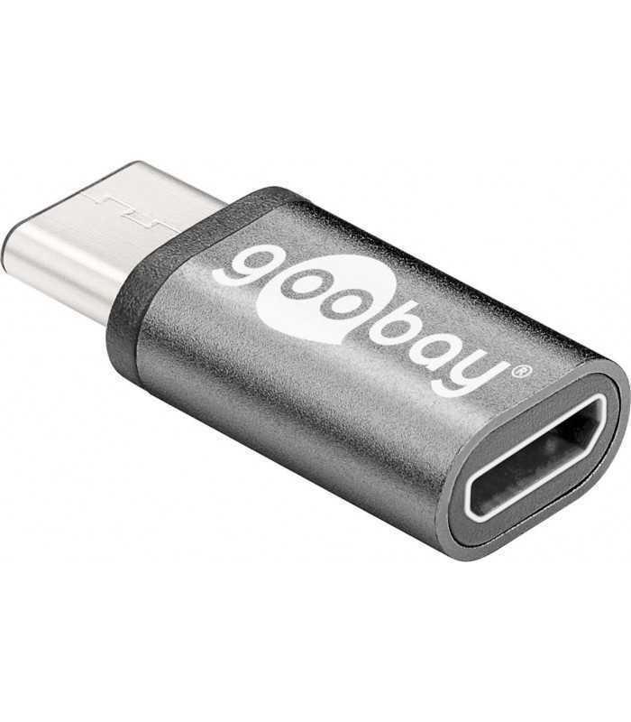 Adaptor USB Type C tata - micro USB 2.0 Tip B mama negru Goobay