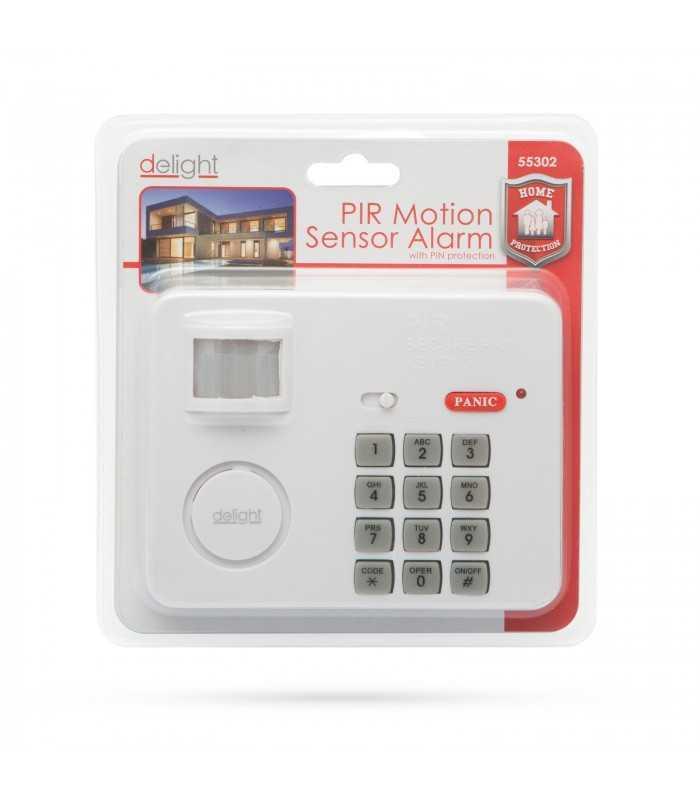 alarma cu senzor de miscare cu protectie cu cod pin delight 2