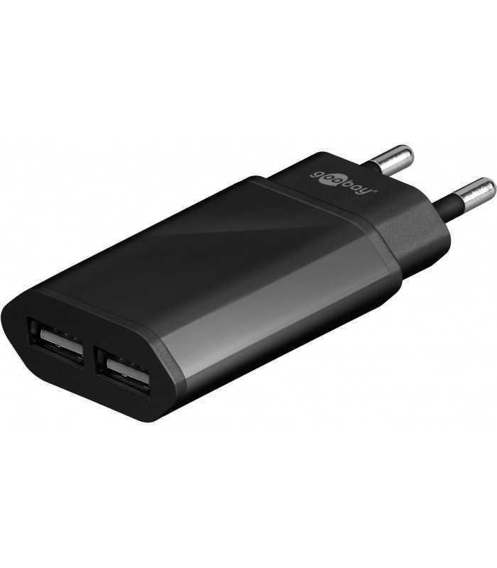 Alimentator 230V la 2x USB 2.1A negru Goobay