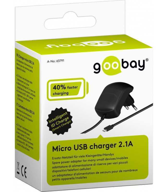 alimentator 230v micro usb 21a negru goobay 2