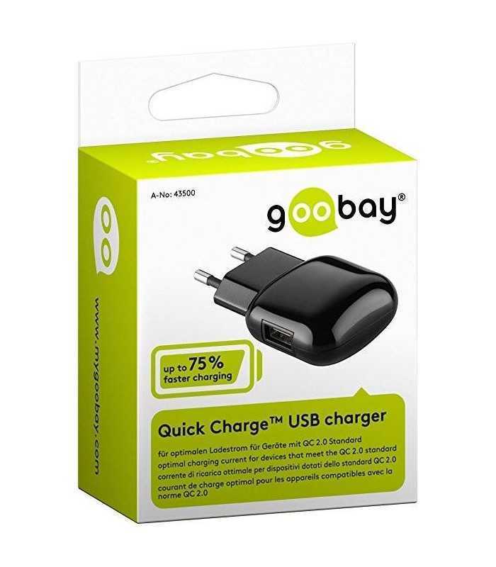 alimentator 230v quick charge 1x usb 2a negru goobay 1