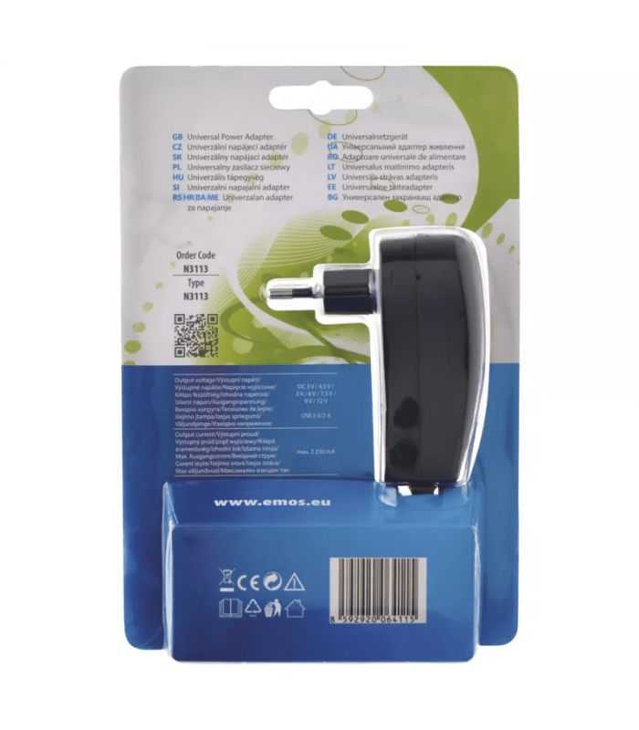 Alimentator Ac Dc 3 45 5 6 75 9 12 V 2250ma 8 Mufe Usb 35mm 235x075 30x10 35x135 40x17 50x21 55x25 Mm Emos N3113