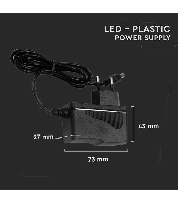 alimentator banda led plastic 18w 12v dc 15a ip44 v tac 3
