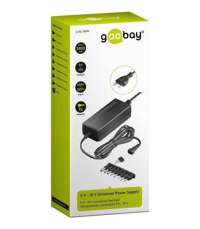 alimentator in comutatie universal 5v 15v 3000ma 8 mufe goobay 1