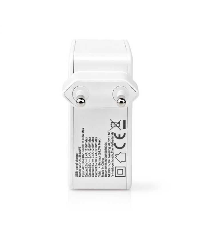 alimentator incarcator 220v usb 24w 2x24a 2x1a alb nedis 3