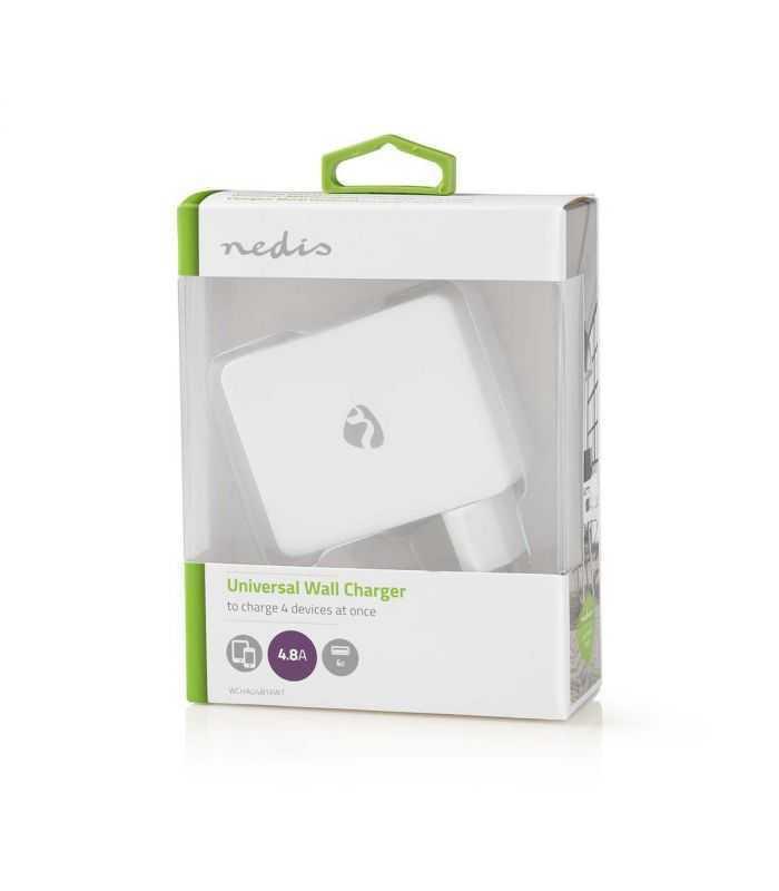 alimentator incarcator 220v usb 24w 2x24a 2x1a alb nedis 6
