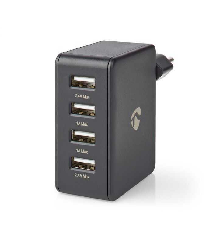Alimentator incarcator 220V - USB 24W 2x2.4A 2x1A negru NEDIS