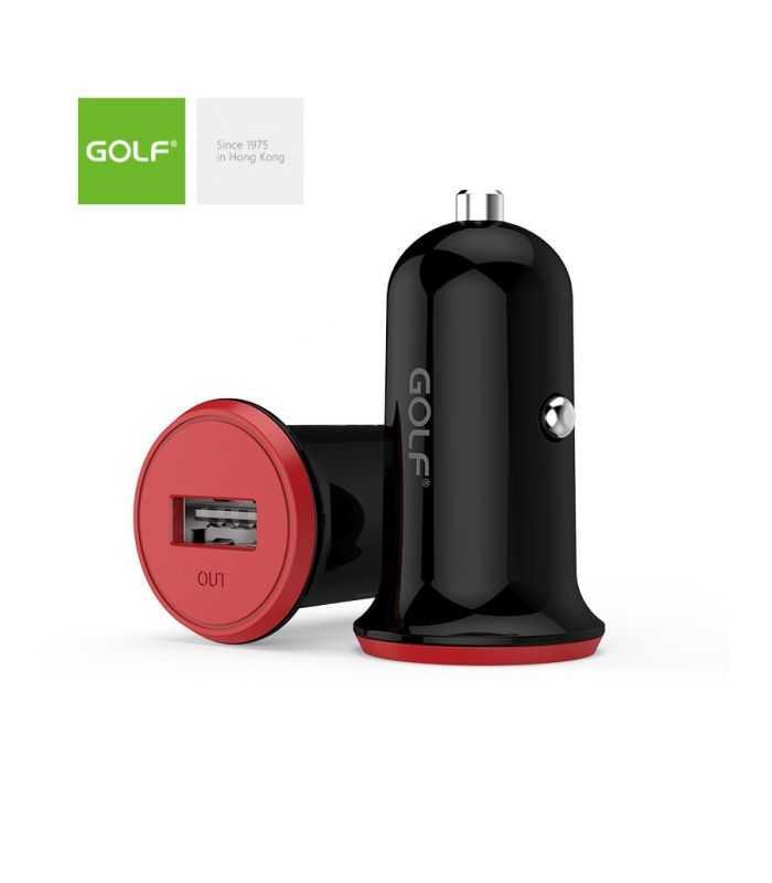Alimentator Incarcator de la auto 1A 12-24V la 1x USB 1A negru GF-C5 blister Golf