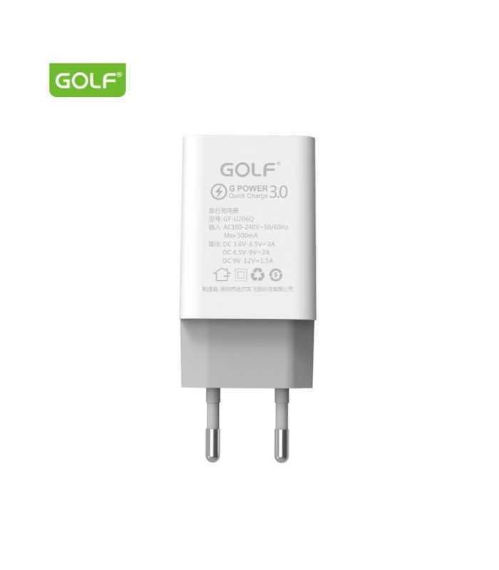 alimentator incarcator retea 230v la 1x qc usb 3a fast charge alb gf u206q blister golf 1