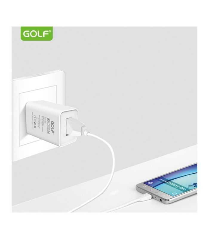 alimentator incarcator retea 230v la 1x qc usb 3a fast charge alb gf u206q blister golf 2