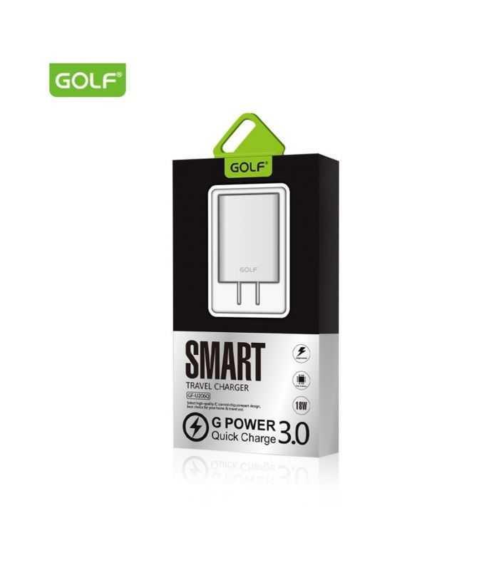 alimentator incarcator retea 230v la 1x qc usb 3a fast charge alb gf u206q blister golf 3
