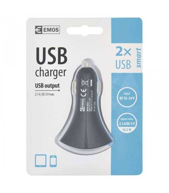 alimentator incarcator usb 12v 24v la 2x usb 21a negru v0212 emos 1