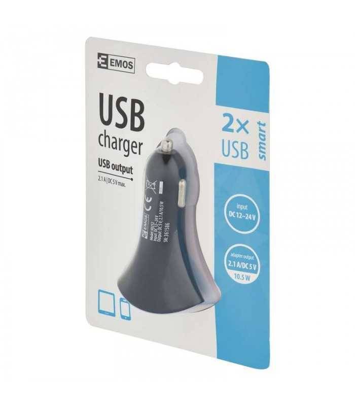 alimentator incarcator usb 12v 24v la 2x usb 21a negru v0212 emos 2