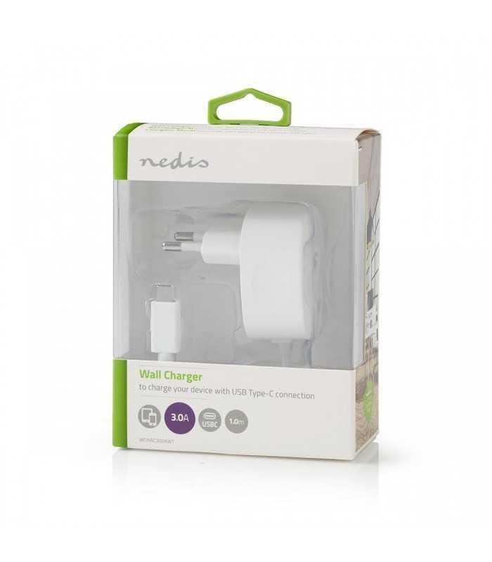 alimentator retea usb type c 3a cablu fix alb nedis 7