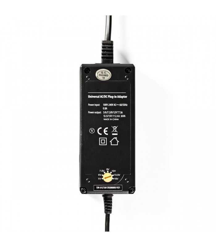 alimentator universal curent continuu 5 6 75 9 12 135 15v 36w max nedis 2