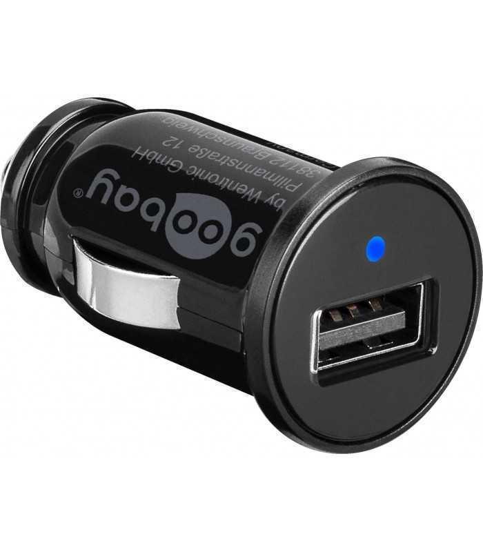 Alimentator USB bricheta auto 1 iesire 1A negru Goobay