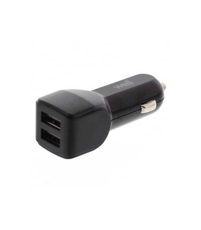 Alimentator USB bricheta auto 2 iesiri 2.4A negru Well